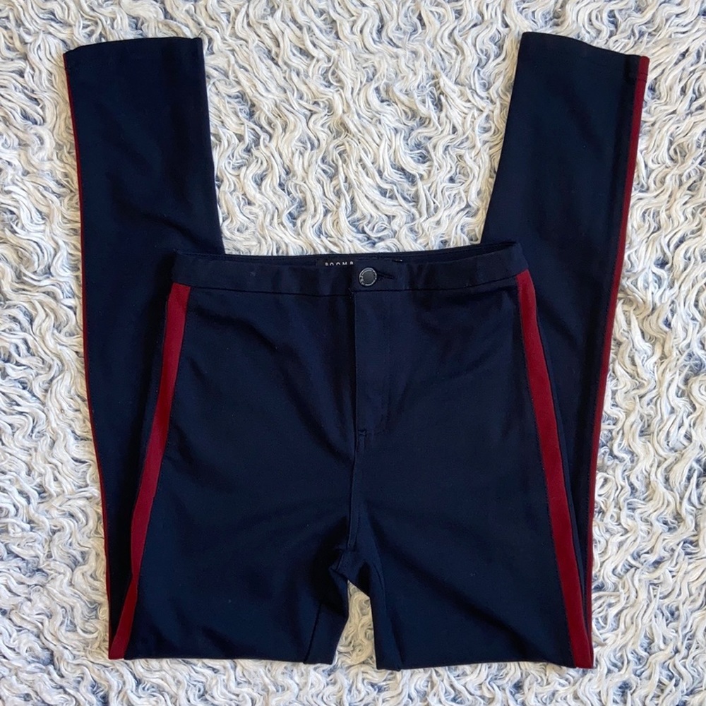 Boom Boom Jeans Stretch Pants Blue With Red Stripe Size 5